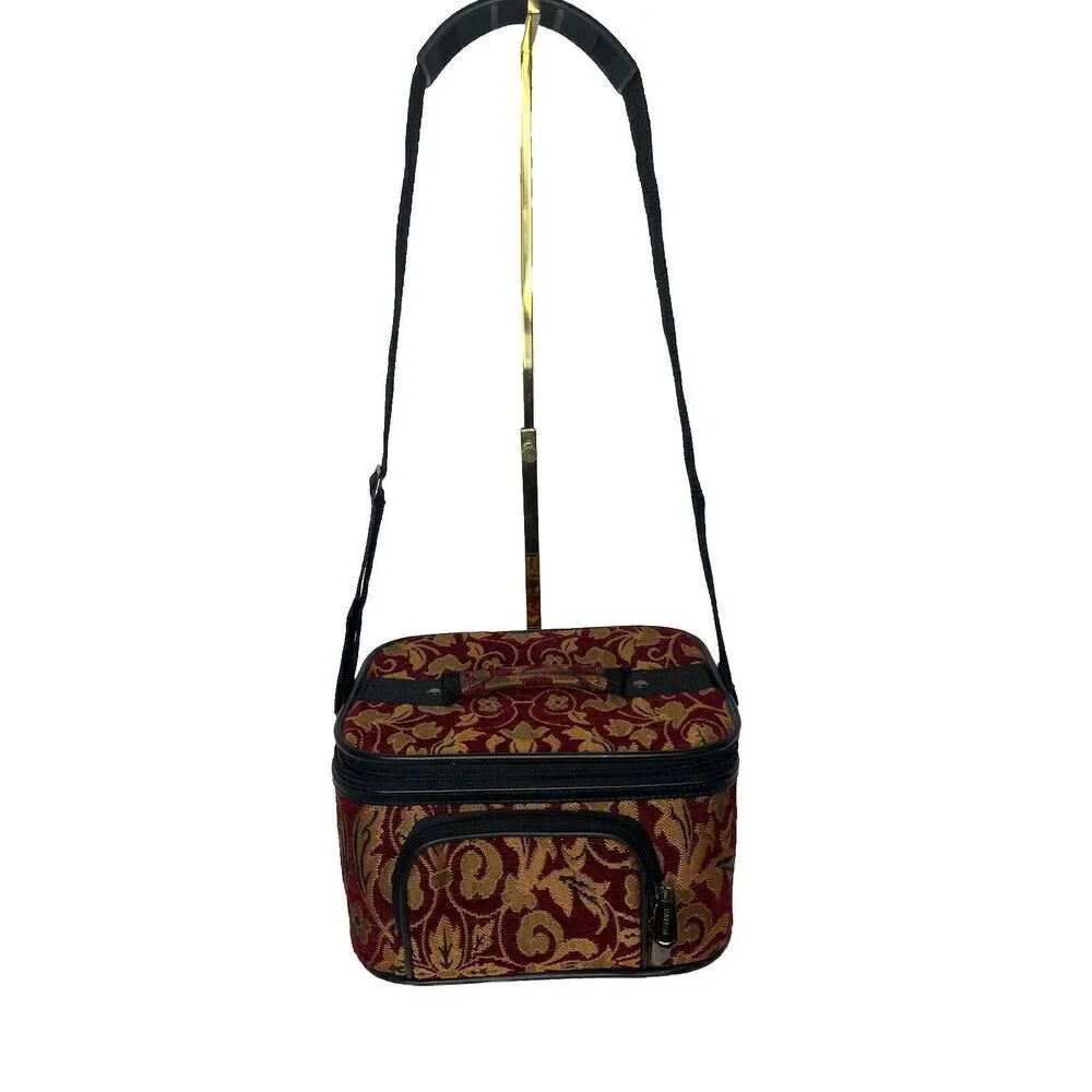 Raviani Red And Gold Tapestry‎ Cosmetic Bag